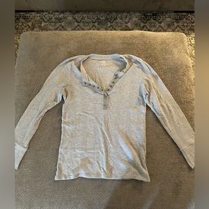 Light grey aerie long sleeve waffle knit top